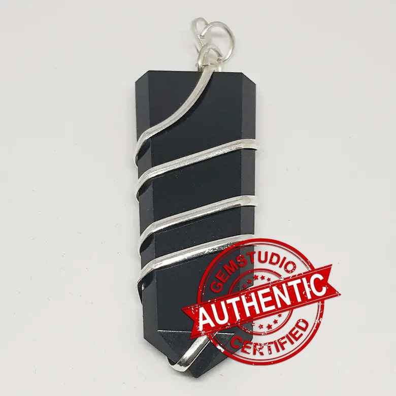 Black Banded Agate Spiral Pencil Pendant