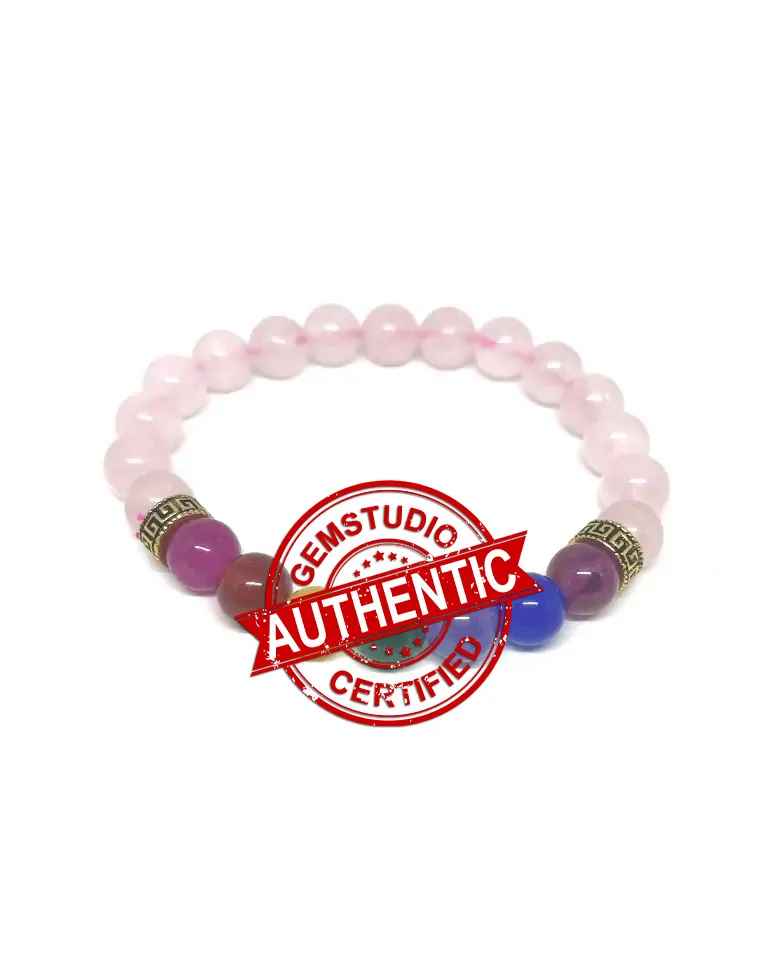 Rose Quartz 7 Chakra Bracelet