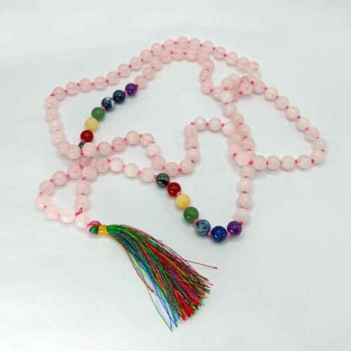 Rose Quartz 7 Chakra Mala