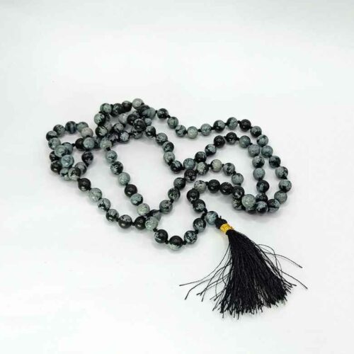 Snowflake Obsidian Mala