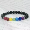 Black Banded Agate Onyx 7 Chakra Bracelet