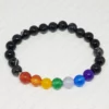 Black Banded Agate Onyx 7 Chakra Bracelet