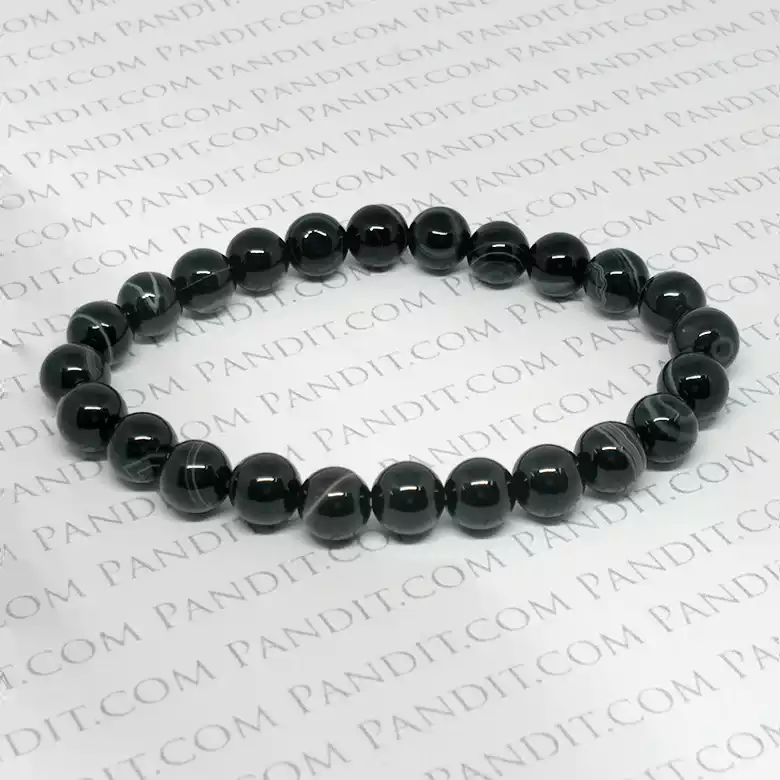 Black Banded Agate Onyx Bracelet