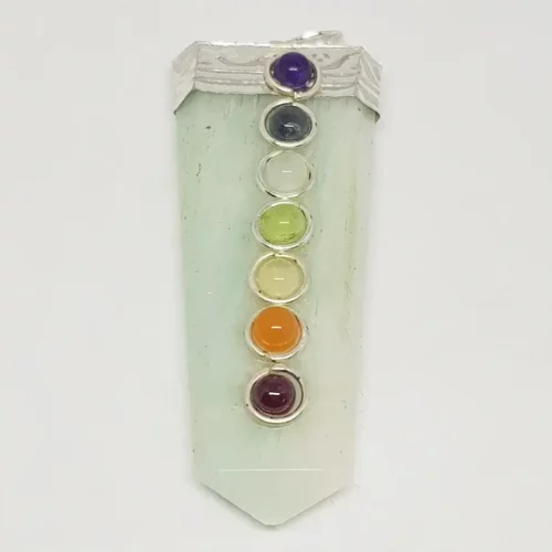 Blue Amazonite 7 Chakra Pencil Pendant