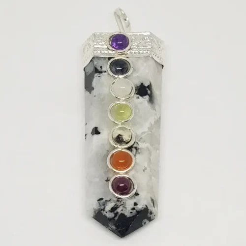 Rainbow Moonstone 7 Chakra Pencil Pendant