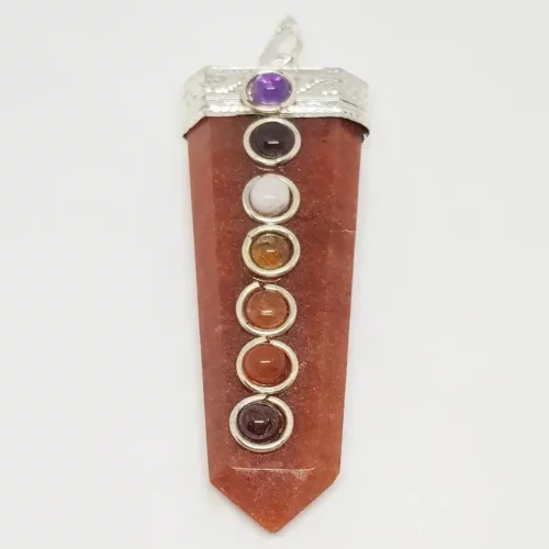 Red Aventurine 7 Chakra Pencil Pendant