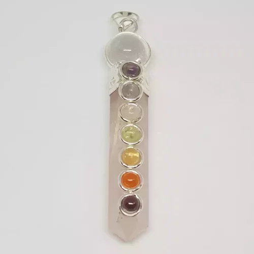 Rose Quartz 7 Chakra Pendant