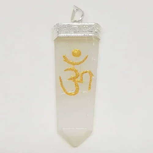 Selenite Om Pencil Pendant